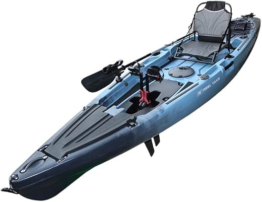 12' Pedal Fin Drive Powered Fishing Kayak | Sit-on-Top or Stand-Capable | 550 lbs Capacity, Ideal for All Ages | Ideal for Ocean, Lake, or River | Pesca canoas caiaques